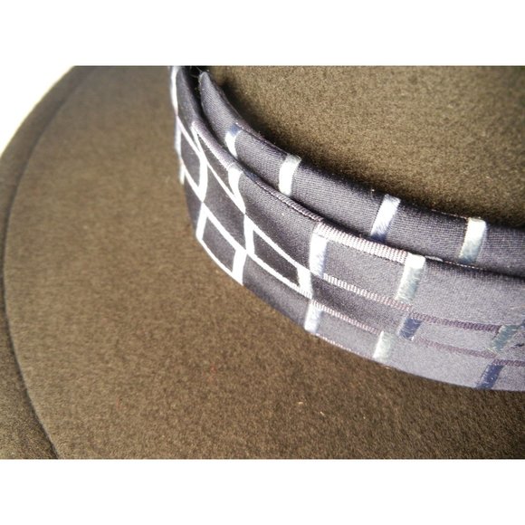 Boho Fedora woman's fancy big bow hat, Black fedora with Lavender beaded  hatban - Picture 4 of 6